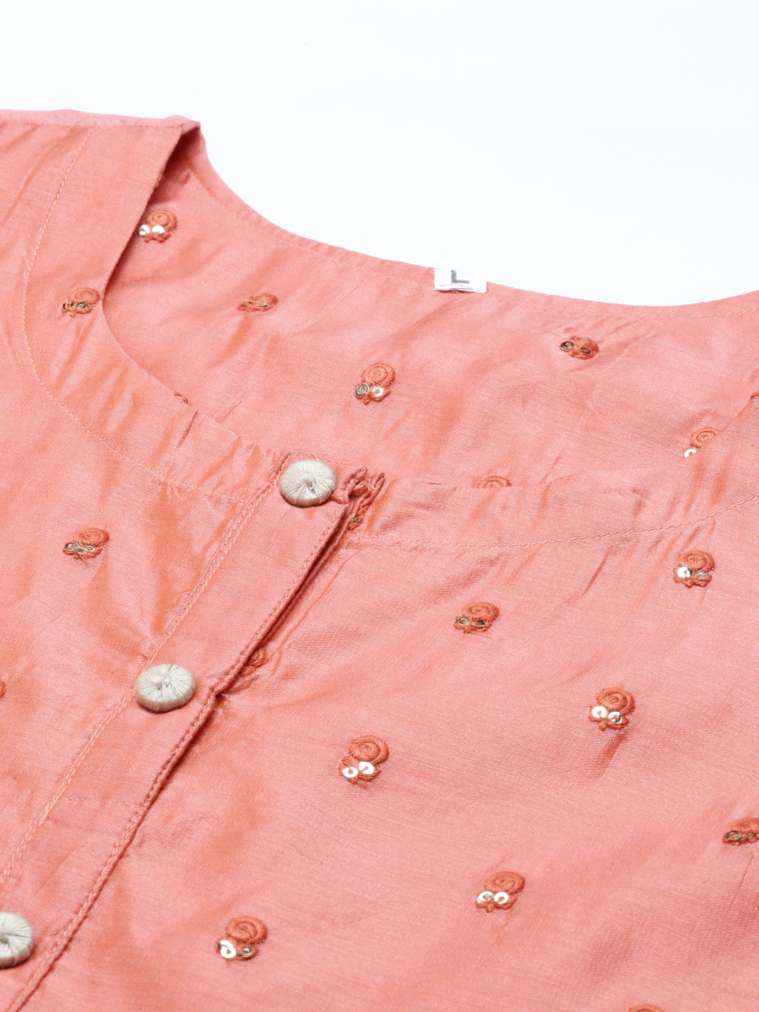 Neeru's Tomato Color Chanderi Fabric Kurta Set