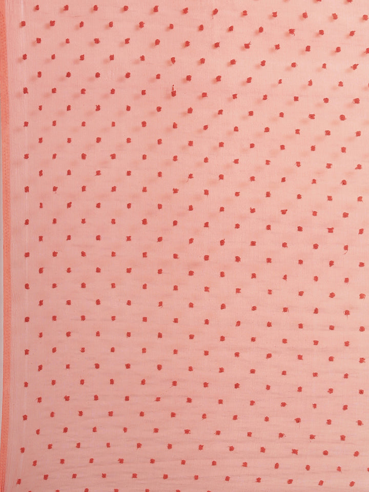 Neerus Red Chanderi printed kurta set - detail view 5