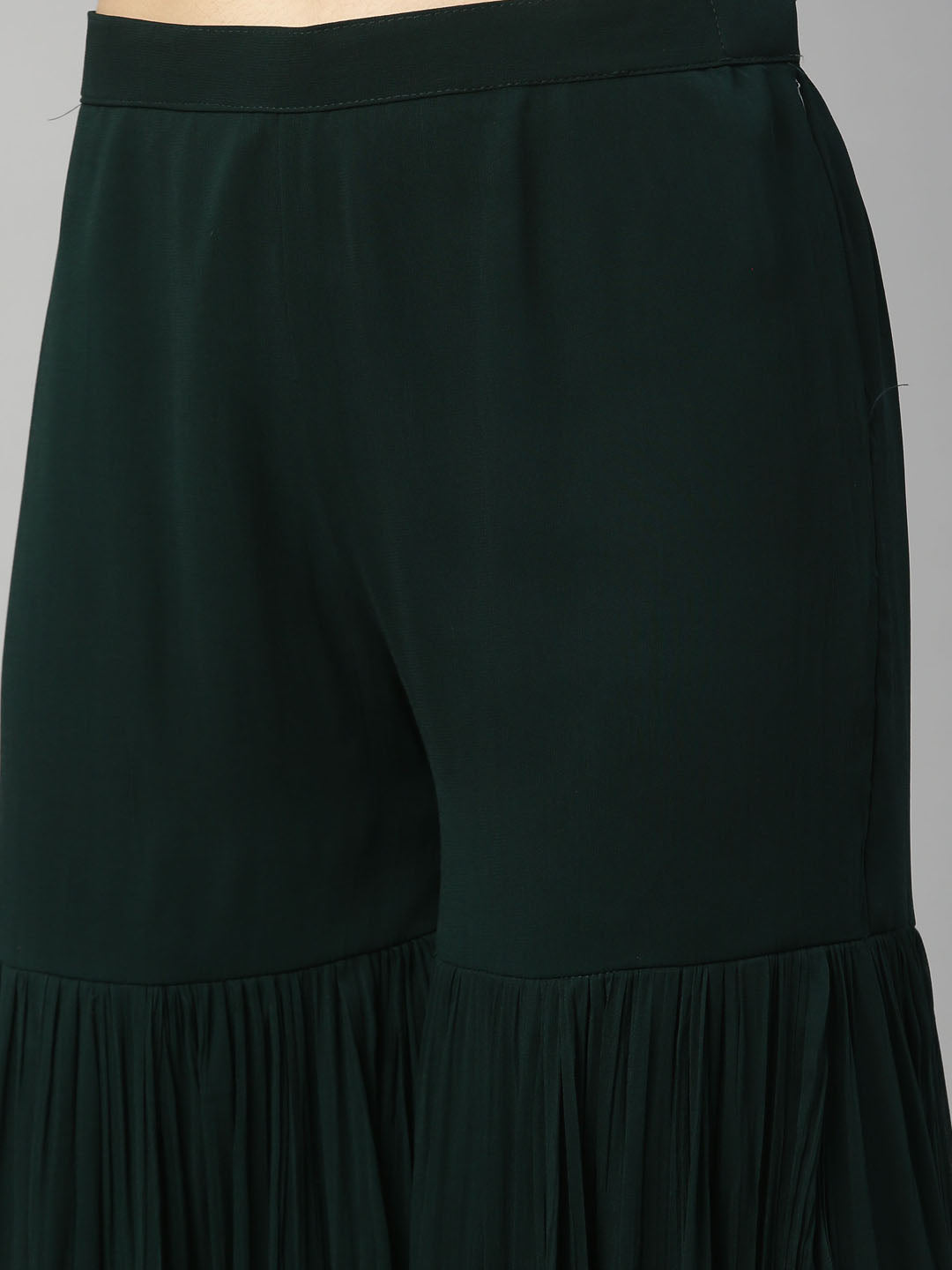 Neeru's Bottle Green Color Silk Fabric Suit-Short Anarkali
