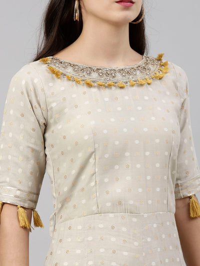 Neeru's Mouse Color Chanderi Fabric Suit-Anarkali
