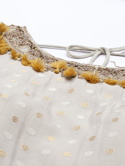 Neeru's Mouse Color Chanderi Fabric Suit-Anarkali