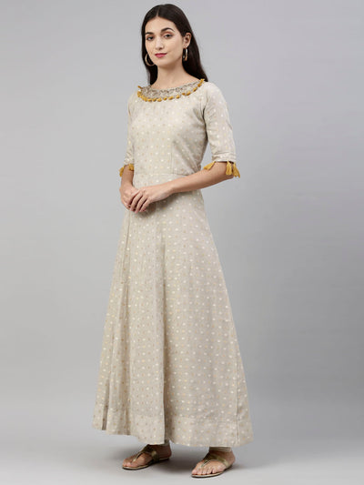 Neeru's Mouse Color Chanderi Fabric Suit-Anarkali