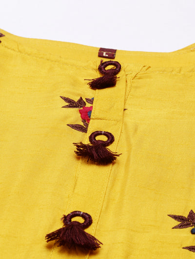 Neeru'S Yellow Color, Silk Fabric Suit-Pant