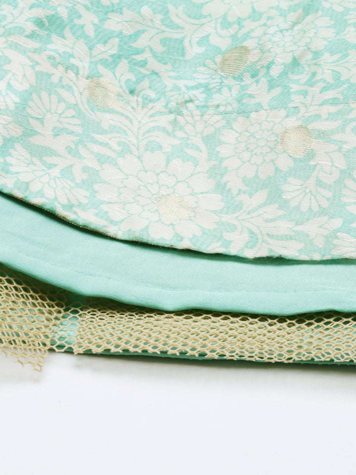 Neerus Green Chanderi Embroidered Anarkali Suit Set - detail view 8