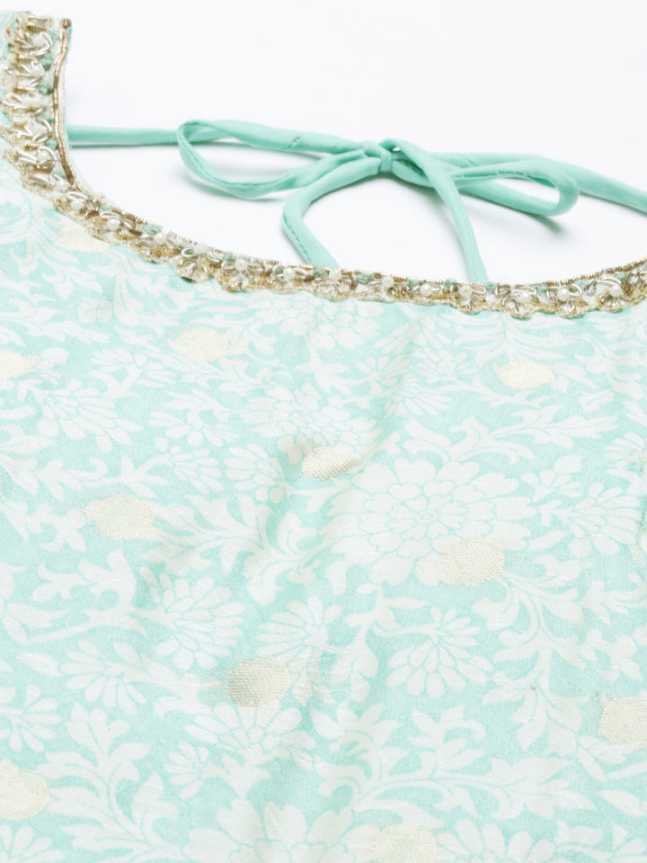 Neerus Green Chanderi Embroidered Anarkali Suit Set - detail view 5