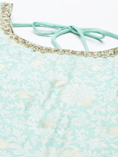 Neeru'S Sea Green Color, Chanderi Fabric Suit-Anarkali