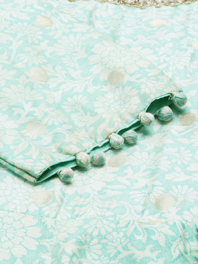 Neeru'S Sea Green Color, Chanderi Fabric Suit-Anarkali