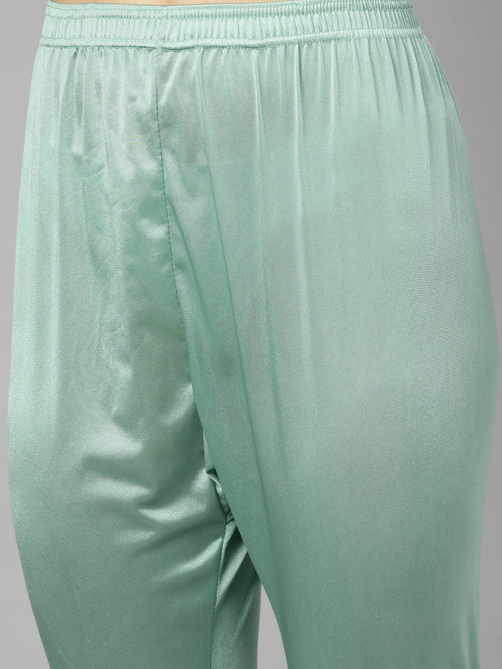 Neerus Green Chanderi Embroidered Anarkali Suit Set - detail view 4