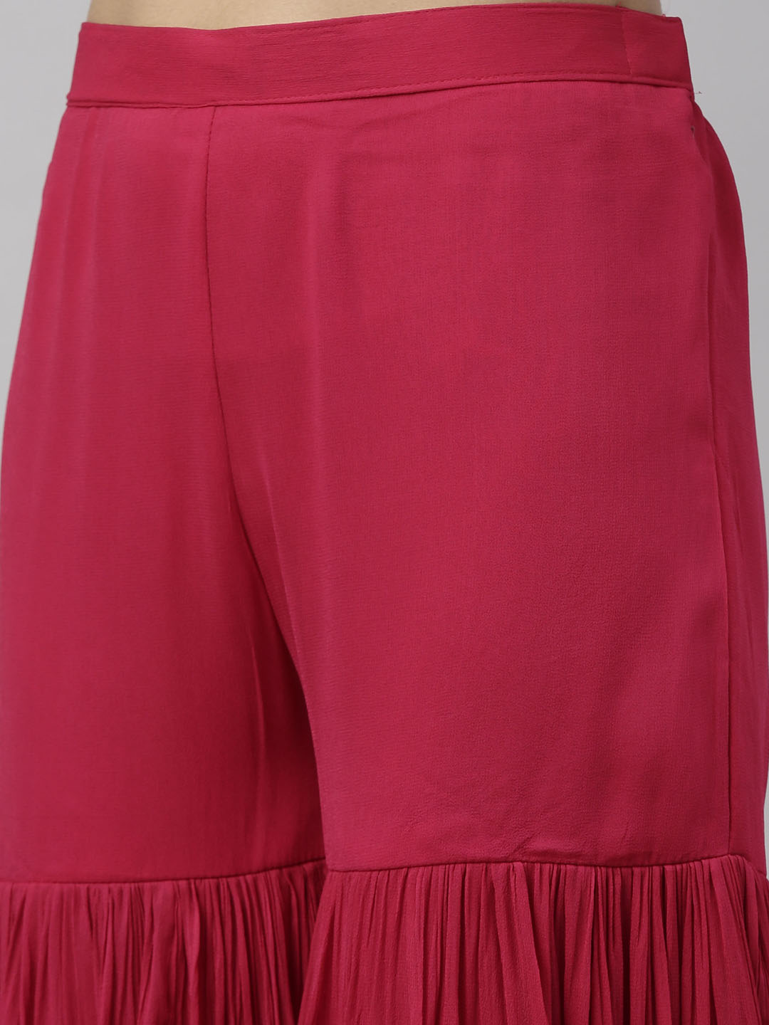 Neerus Pink Banarasi woven anarkali suit set - detail view 4