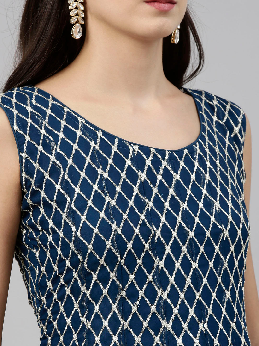 Neeru's Blue Color Georgette Fabric Suit-Short Anarkali