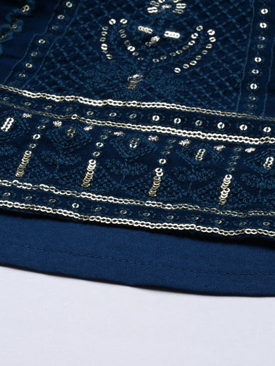 Neeru'S Blue Color, Georgette Fabric Suit-Short Anarkali
