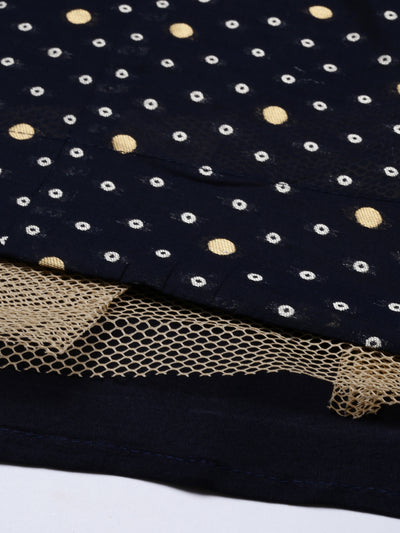 Neeru's Navy Blue Color Chanderi Fabric Suit-Anarkali