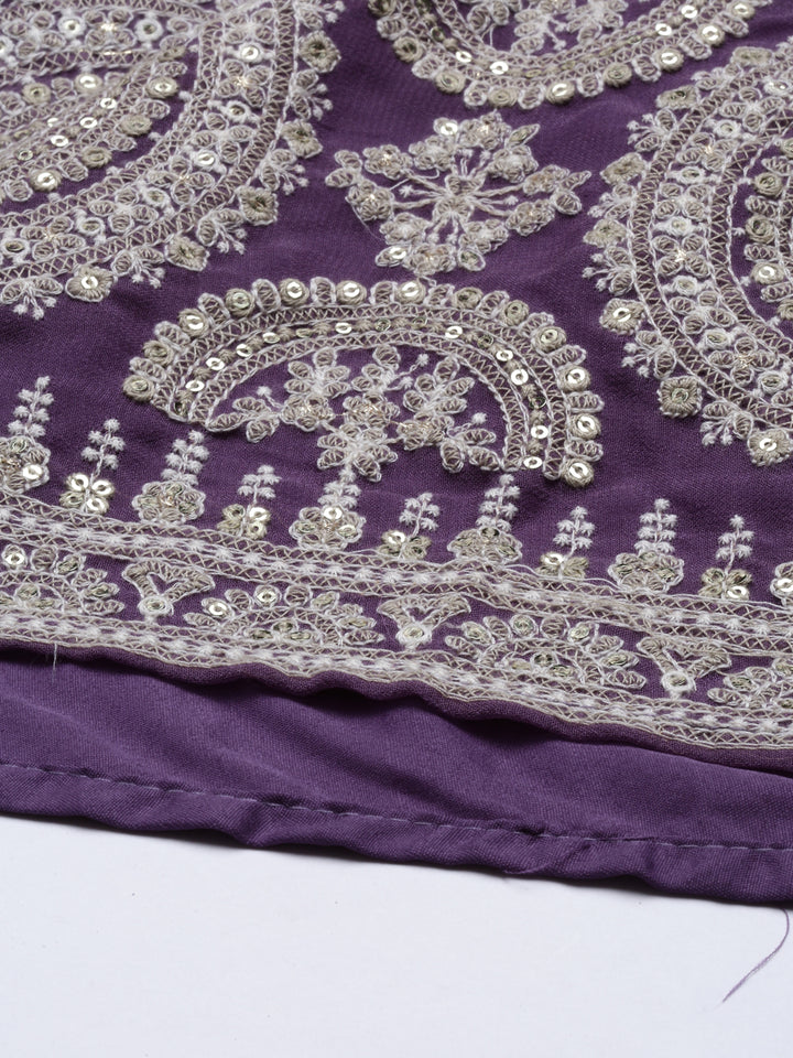 Neerus Purple georgette anarkali suit set - side view