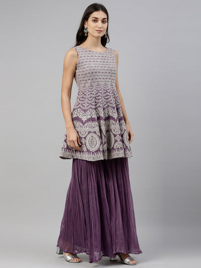 Neeru'S Lavender Color, Georgette Fabric Suit-Short Anarkali