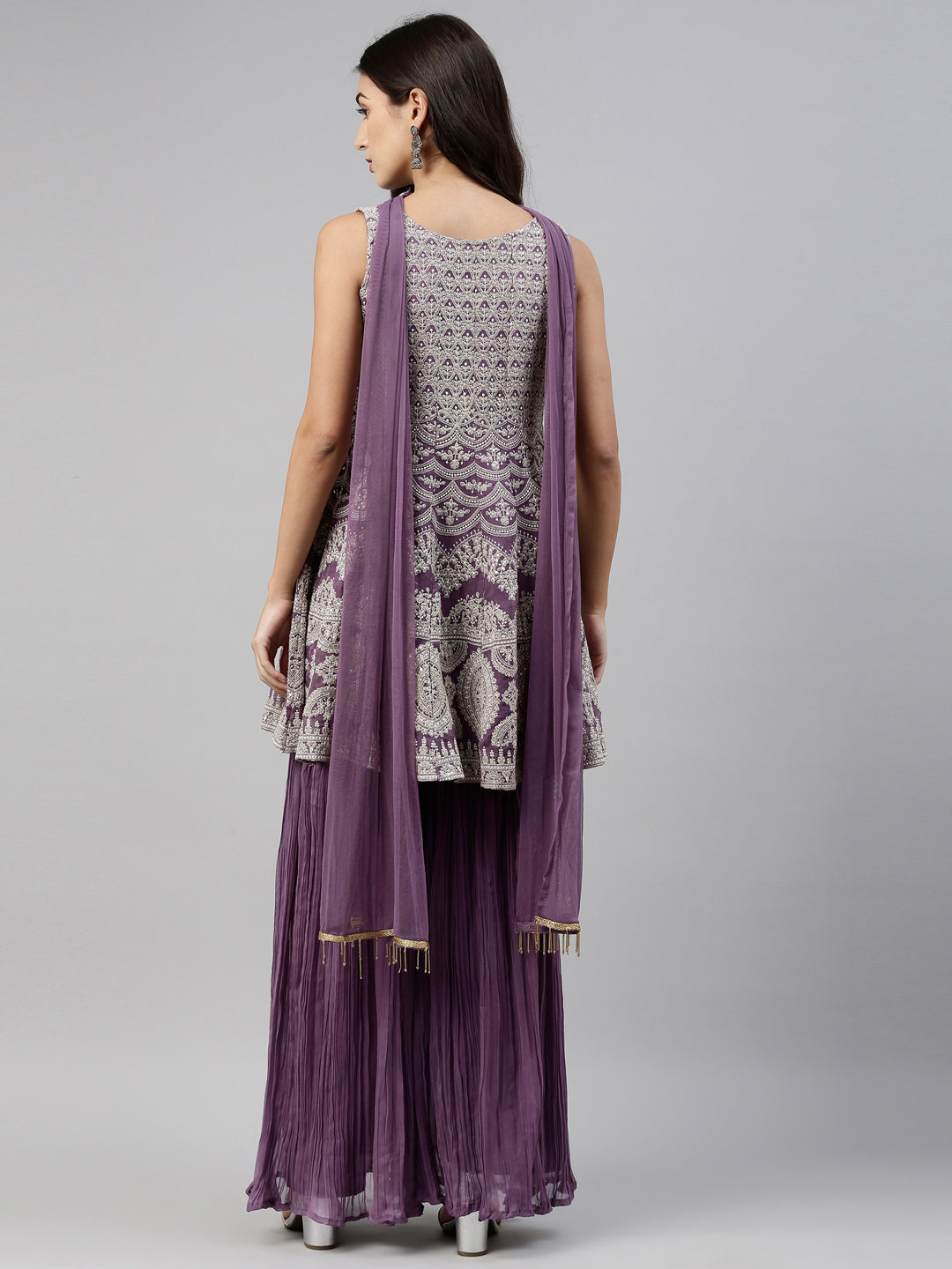 Neeru'S Lavender Color, Georgette Fabric Suit-Short Anarkali