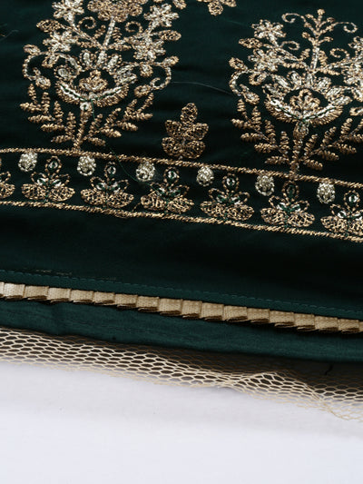 Neeru's Bottle Green Color Georgette Fabric Ghagra Set