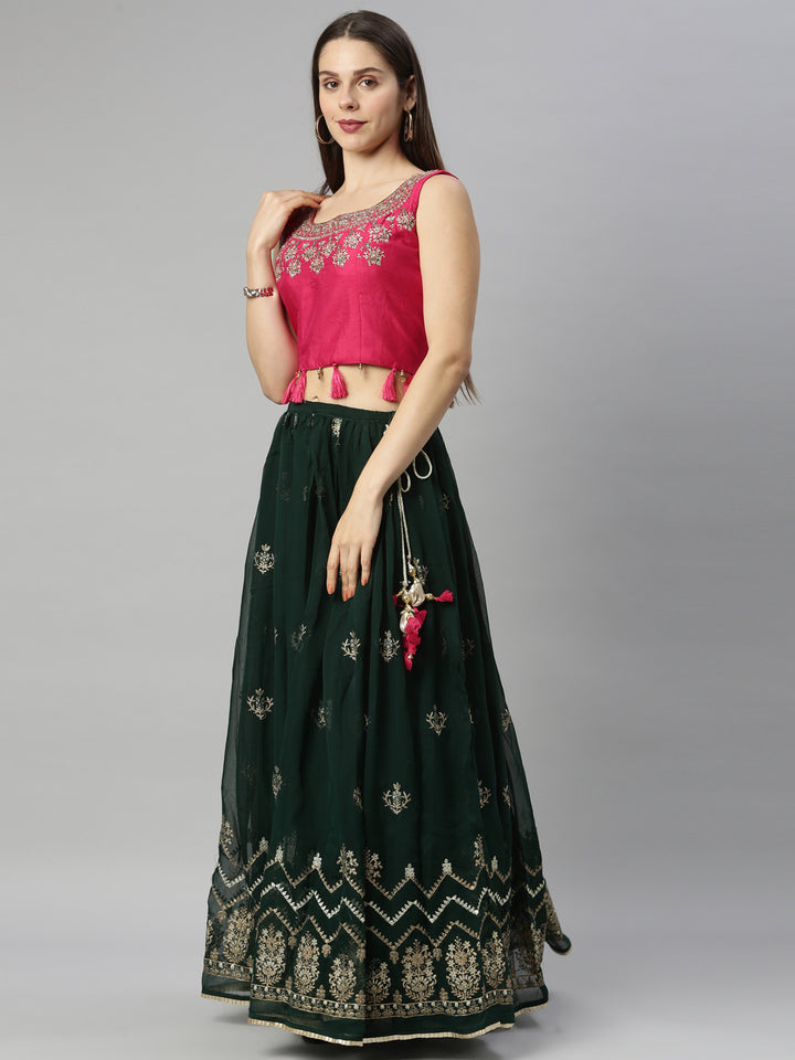 Neerus Green georgette lehenga set - detail view 4