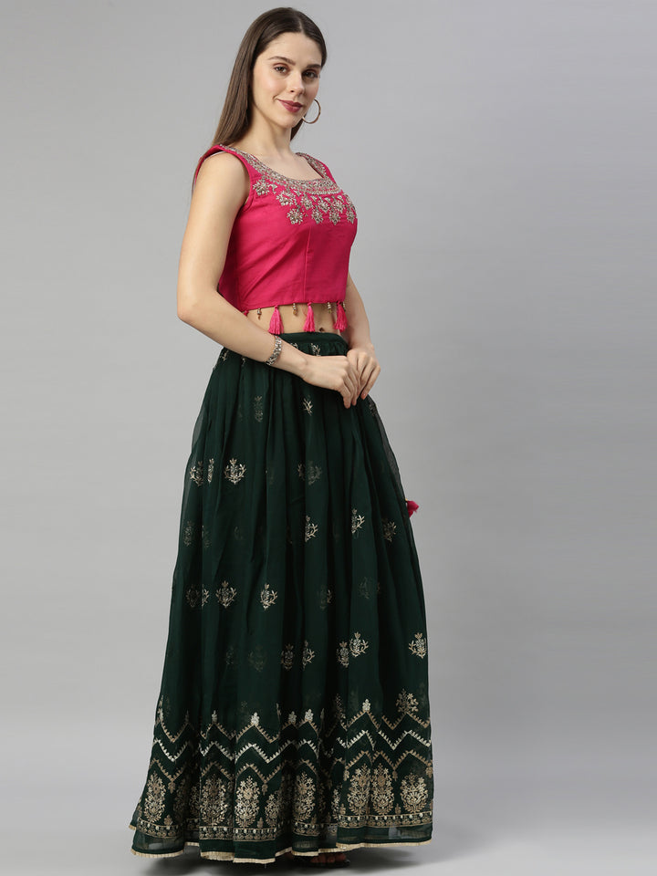 Neerus Green georgette lehenga set - detail view 5