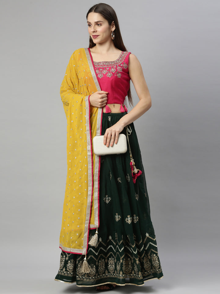 Neerus Green georgette lehenga set - front view