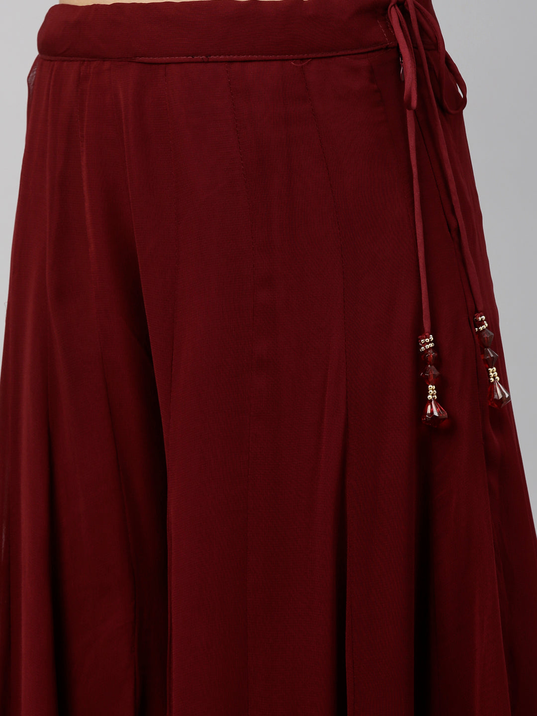 Neerus Maroon georgette fusion suit set - detail view 4