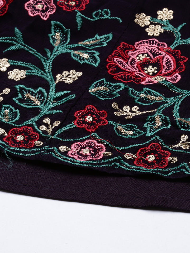 Neerus Maroon georgette anarkali suit set - detail view 7