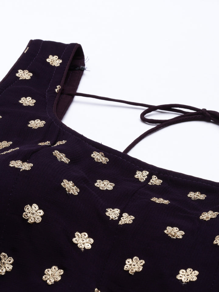 Neerus Maroon georgette anarkali suit set - detail view 6
