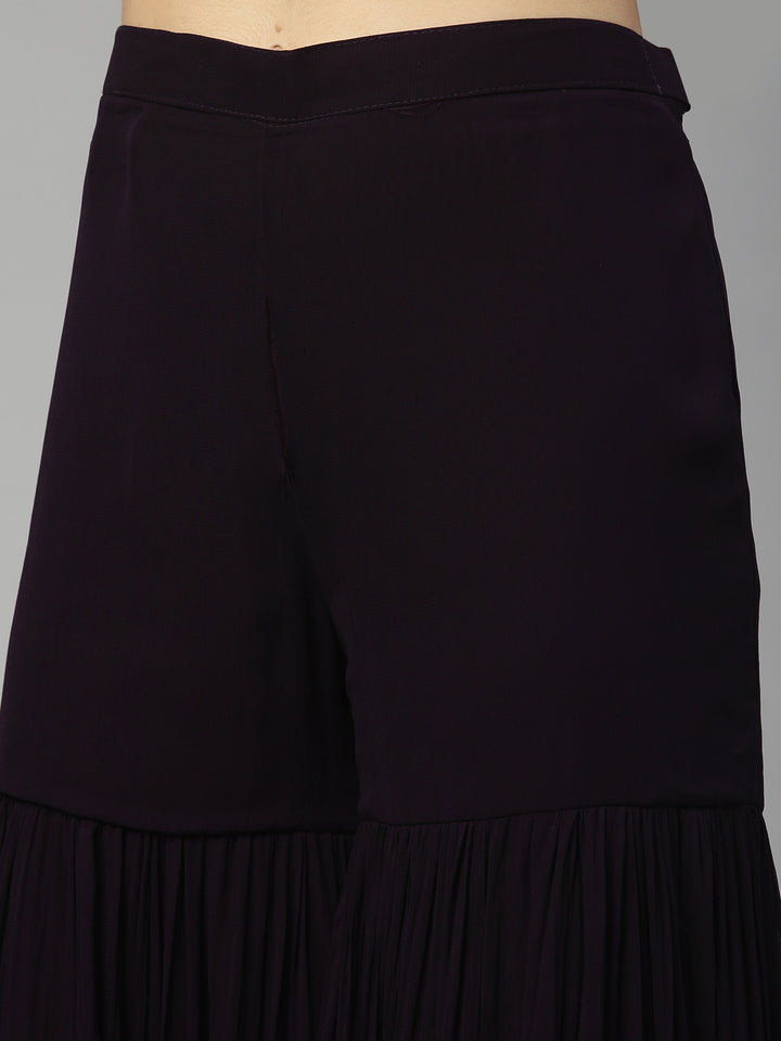Neerus Maroon georgette anarkali suit set - detail view 3