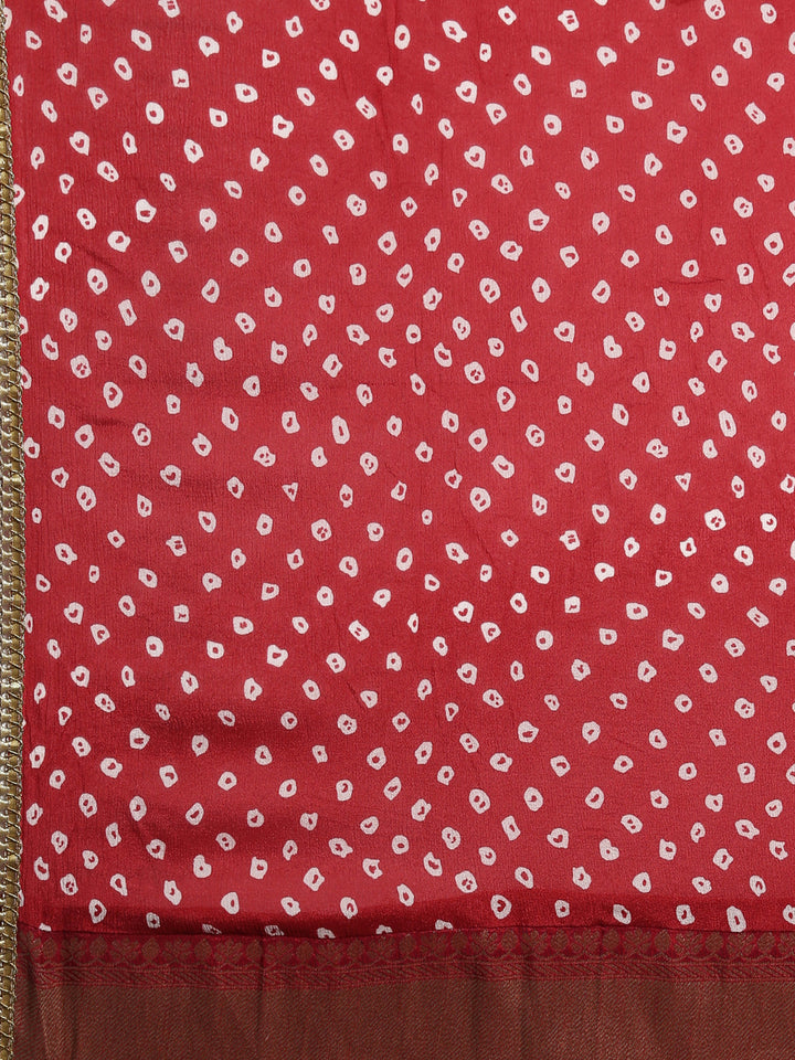 Neerus Green Chanderi printed kurta set - detail view 4