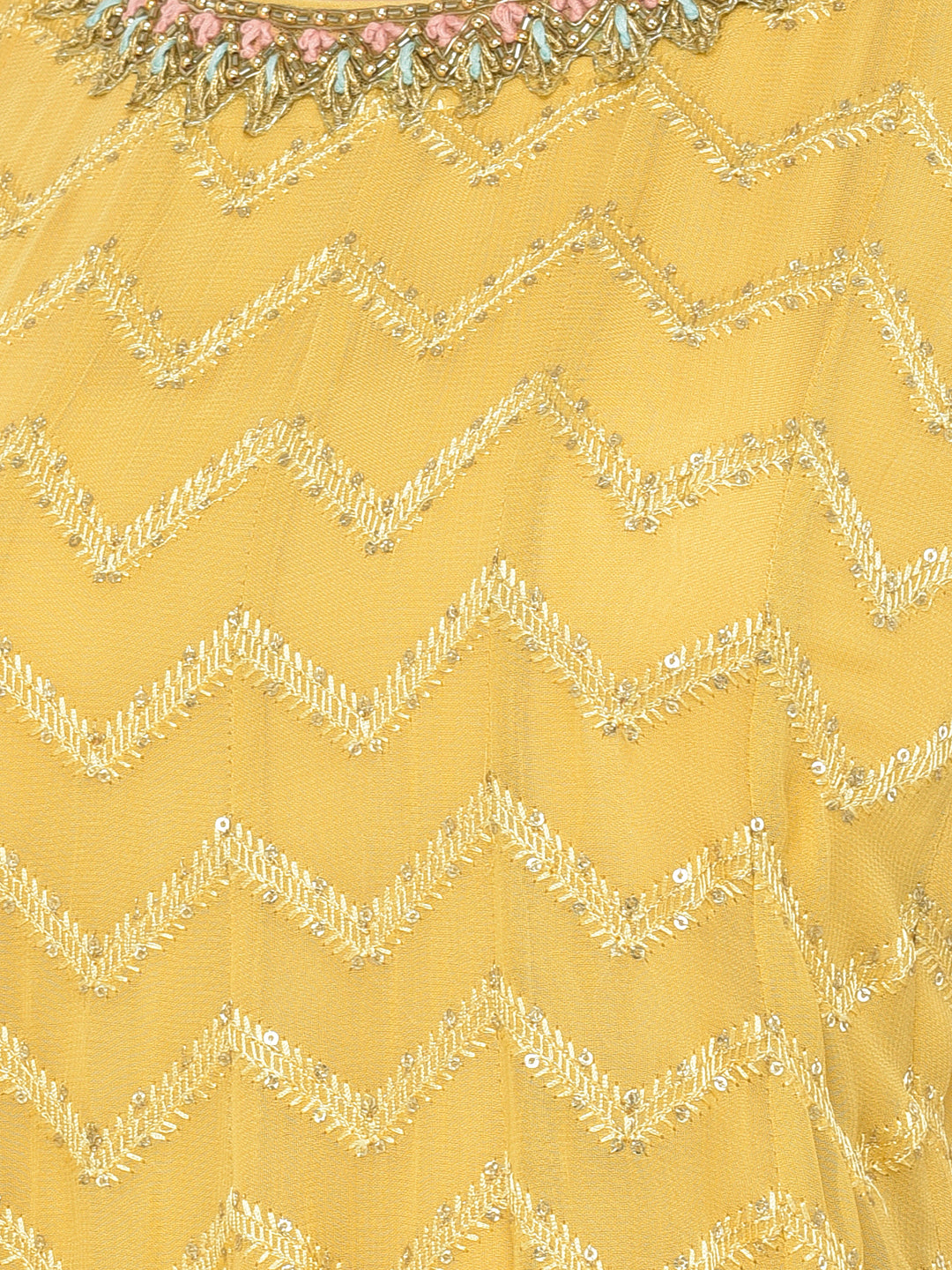 Neerus Mustard Color Georgette Fabric Salwar Kameez