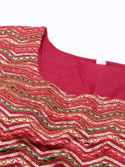 Neeru'S RANI color, SILK fabric lehenga set