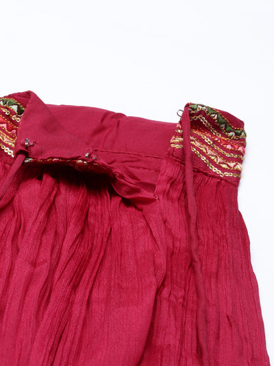 Neeru'S RANI color, SILK fabric lehenga set