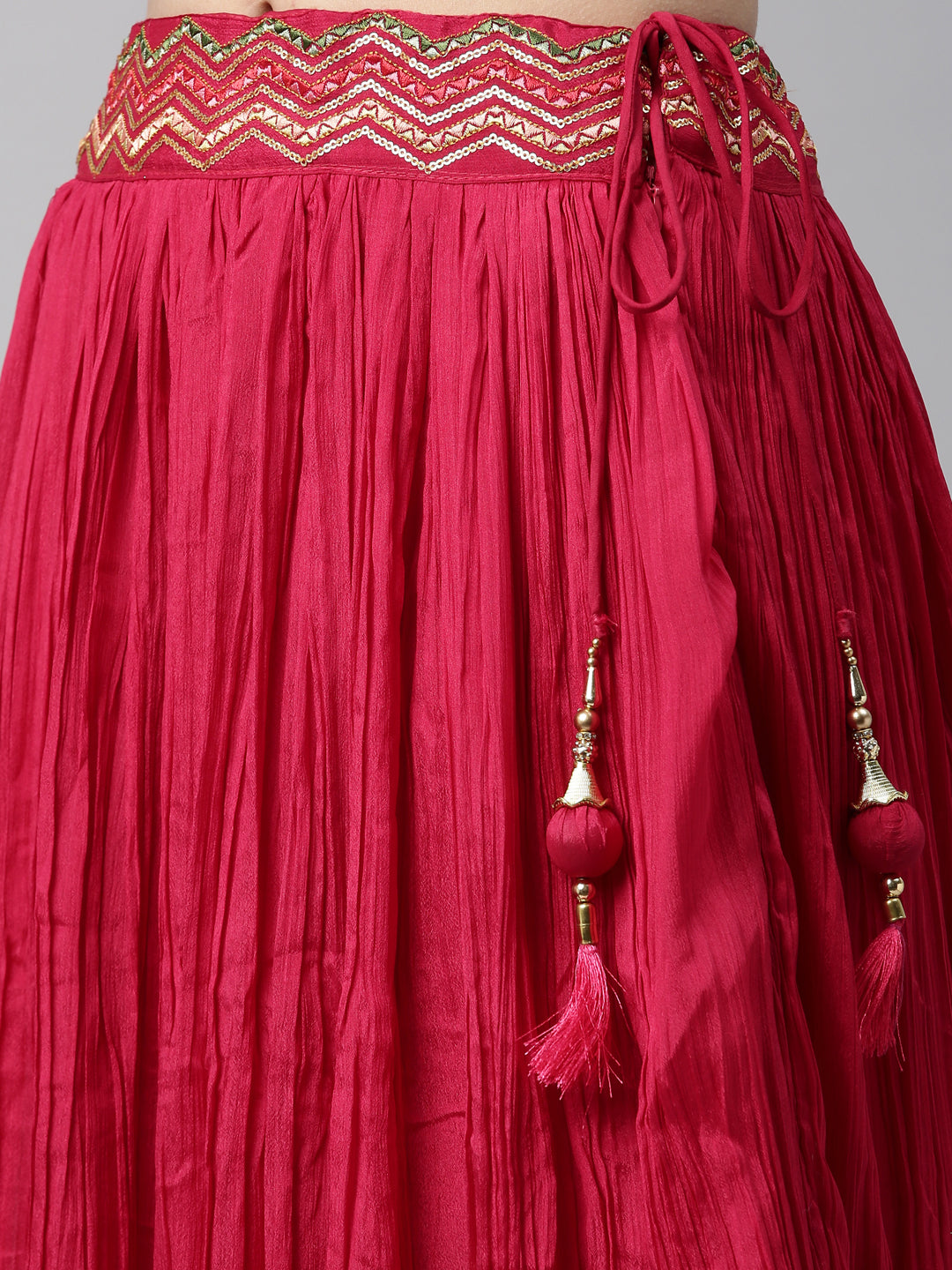 Neeru'S RANI color, SILK fabric lehenga set