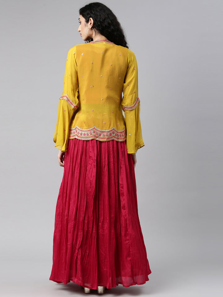 Neerus Rani Color Silk Fabric Lehenga Set