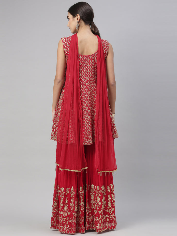 Neerus Pink georgette printed kurta set - detail view 4