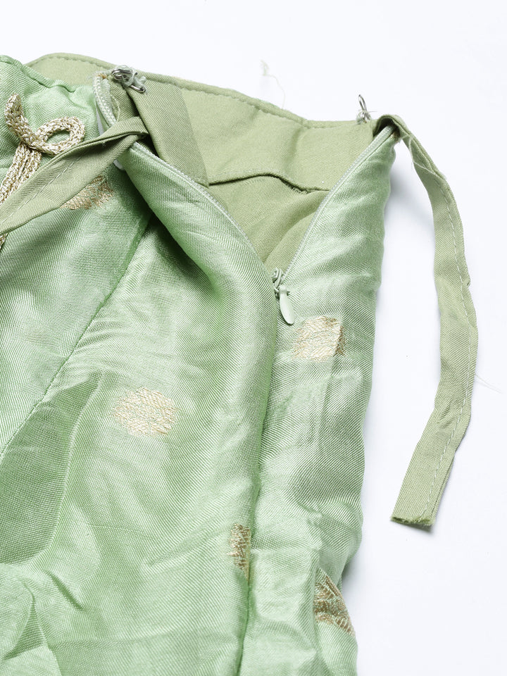 Neerus Green Banarasi woven lehenga choli set - detail view 21