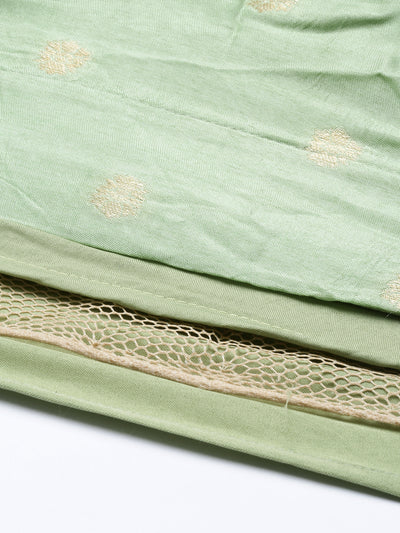 Neeru'S Pista Green Color Banaras Fabric Lehenga Choli