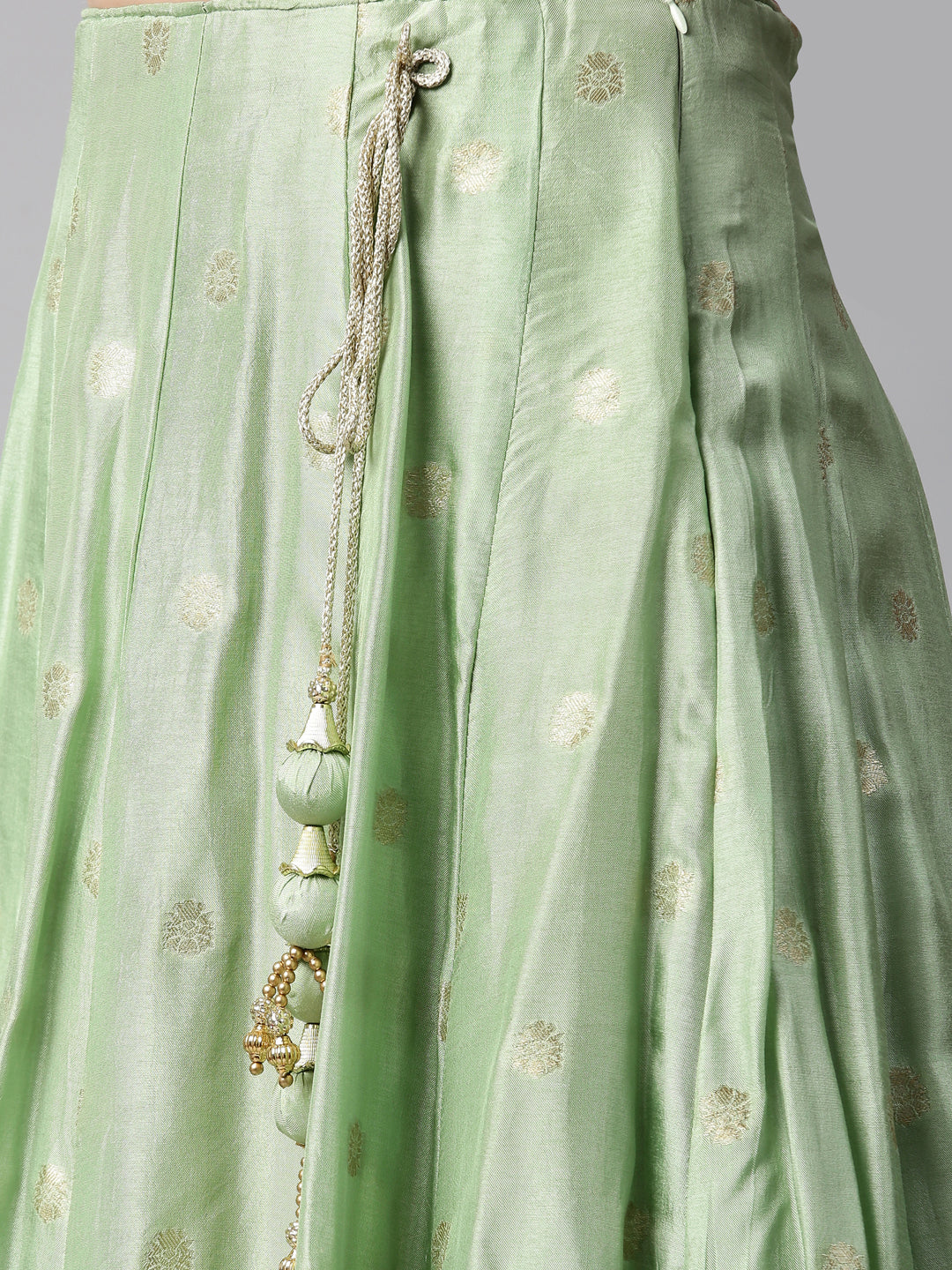 Neeru'S Pista Green Color Banaras Fabric Lehenga Choli