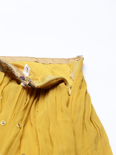 Neeru's Mustard Color Georgette Fabric Lehenga Set
