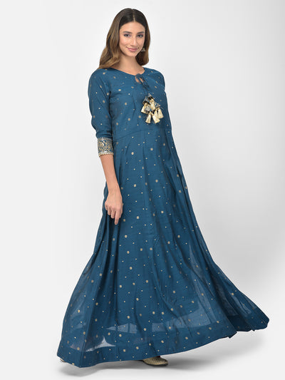 Neeru's peacock color chanderi fabric salwar kameez