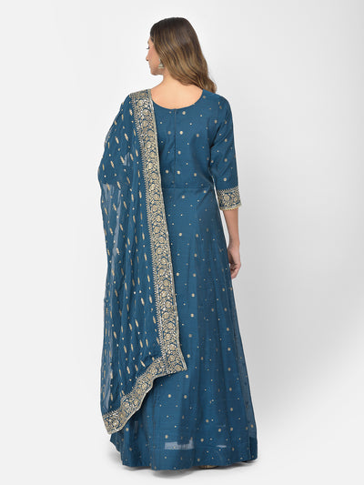 Neeru's peacock color chanderi fabric salwar kameez