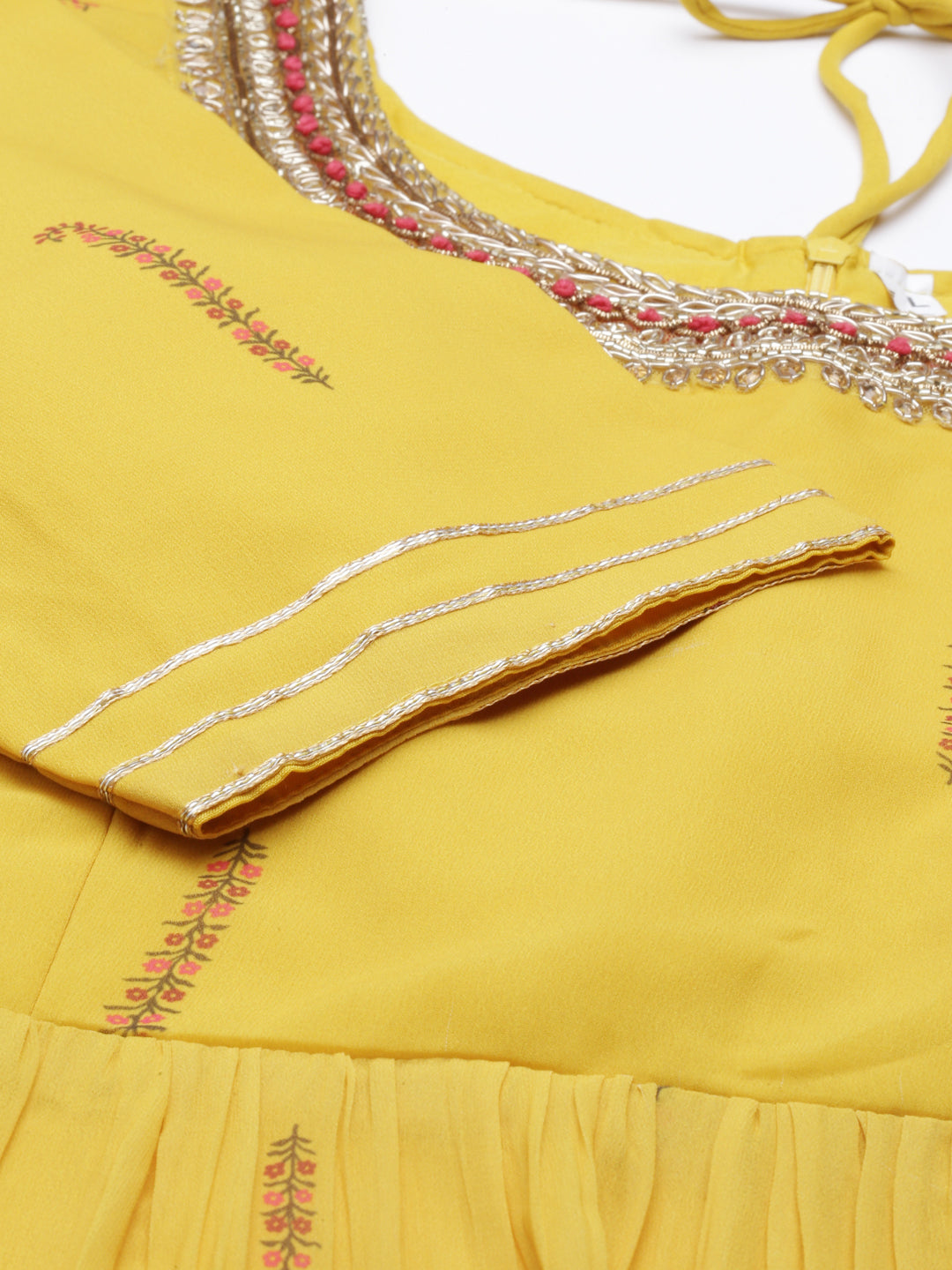 Neerus Yellow Color Poly Georgette Fabric Kurta Sets With Dupatta