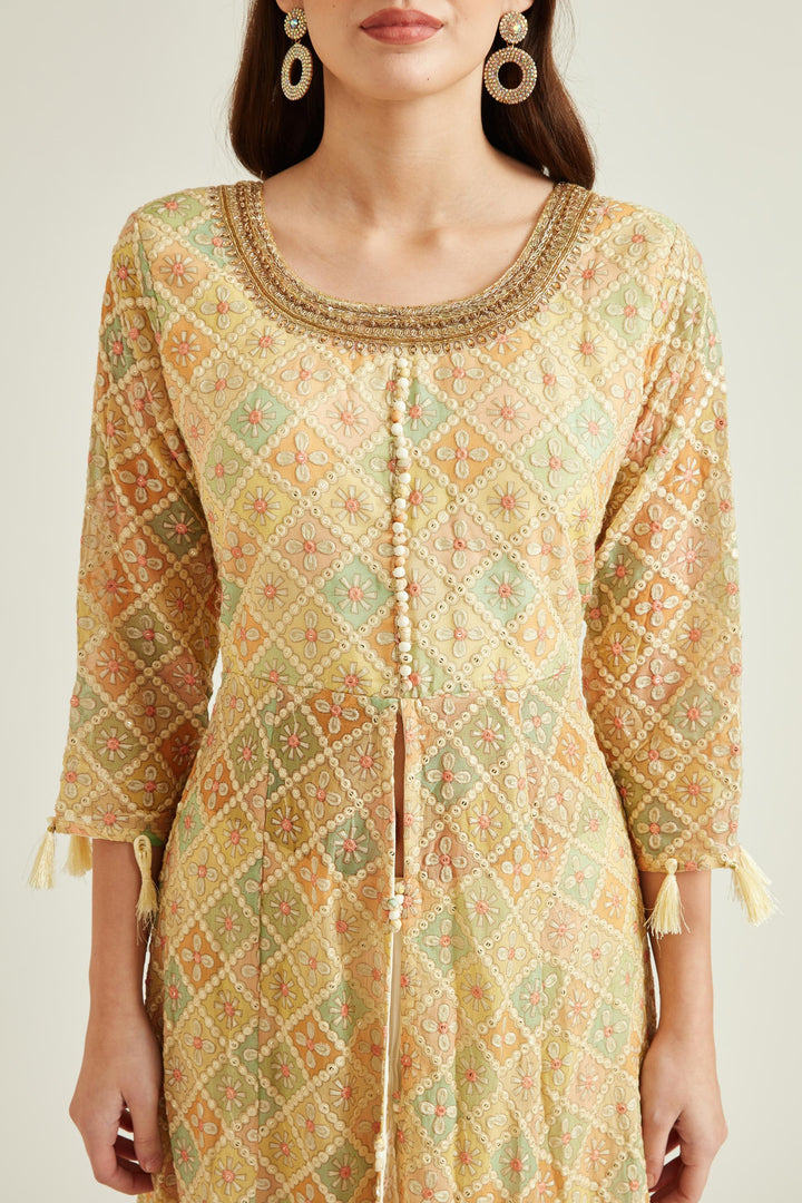 Neerus Beige Colour Georgette Fabric Suit