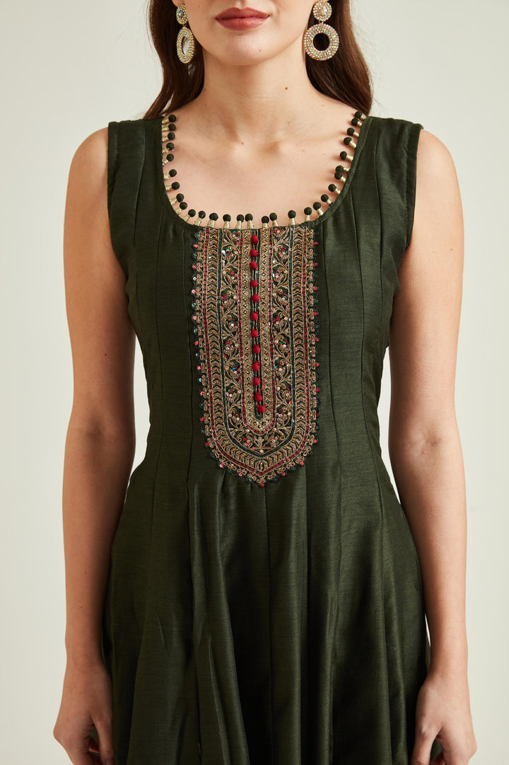 Neerus B Green Colour Silk Fabric Suit