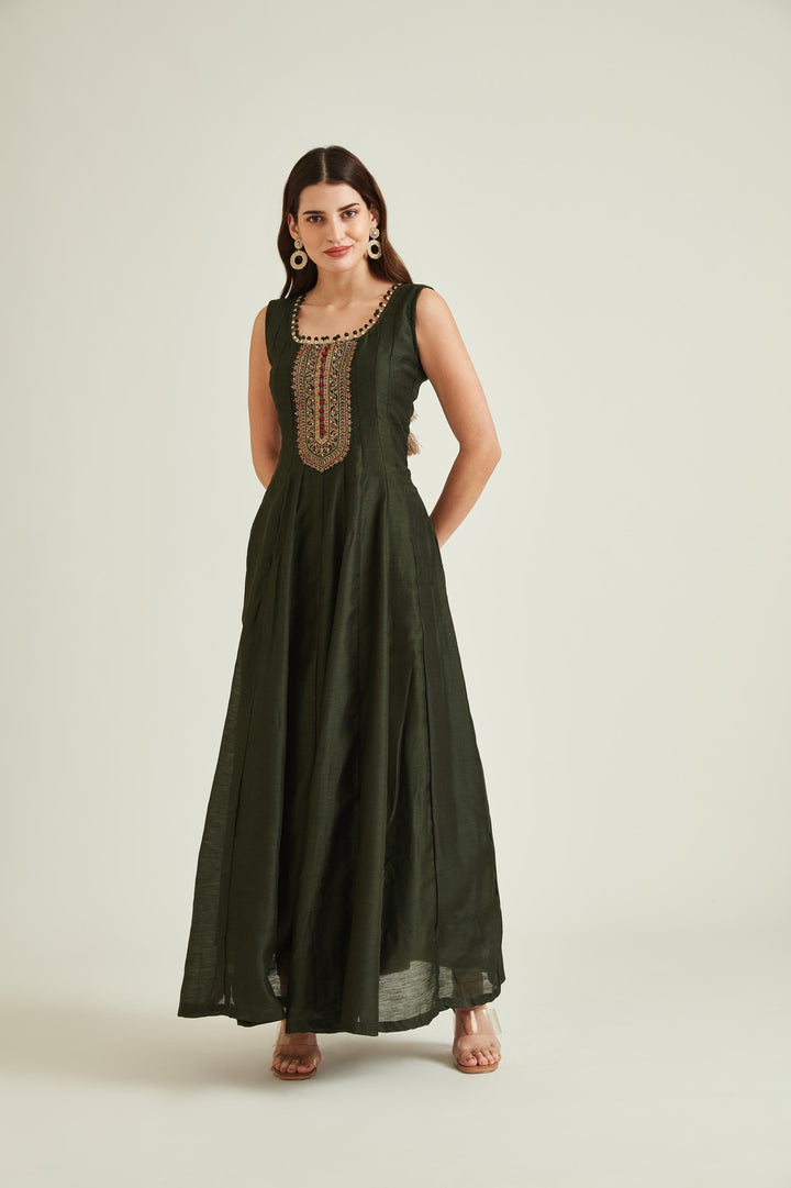Neerus B Green Colour Silk Fabric Suit