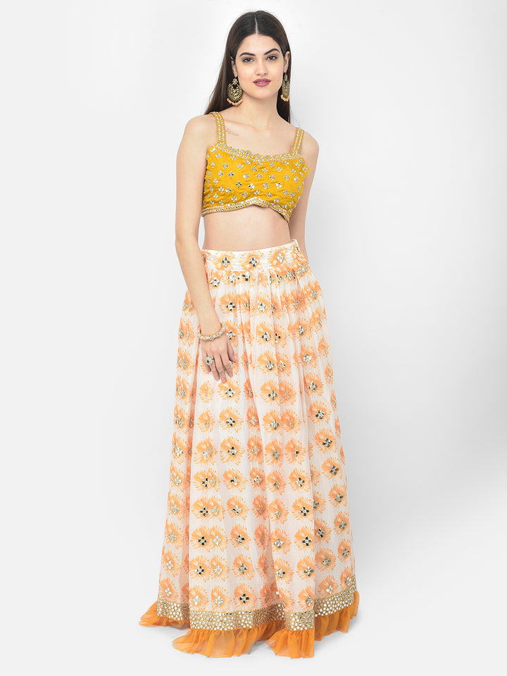Neerus Mustard Color Georgette Fabric Suit Set