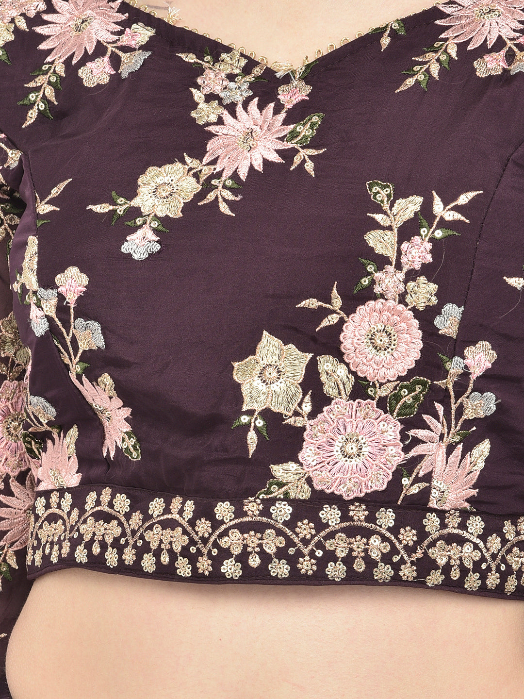 Neerus Wine Color Georgette Fabric Ghagra Set