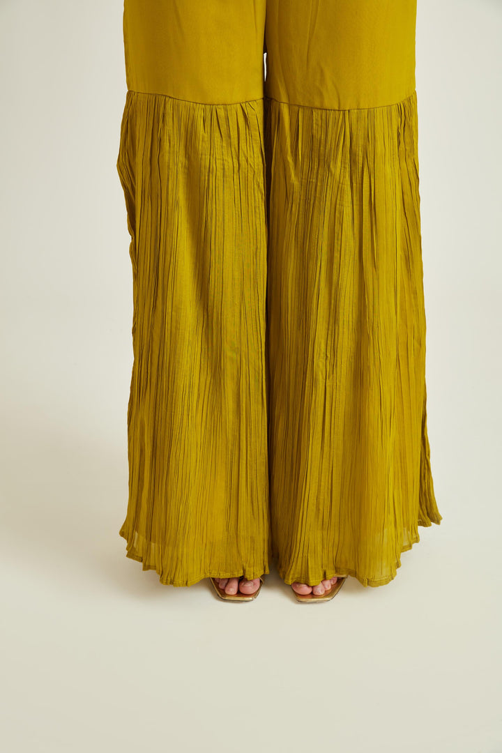 Neerus Green georgette embroidered suit set - detail view 2