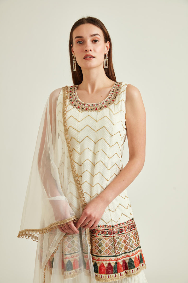 Neerus Off White Colour Georgette Fabric Suit