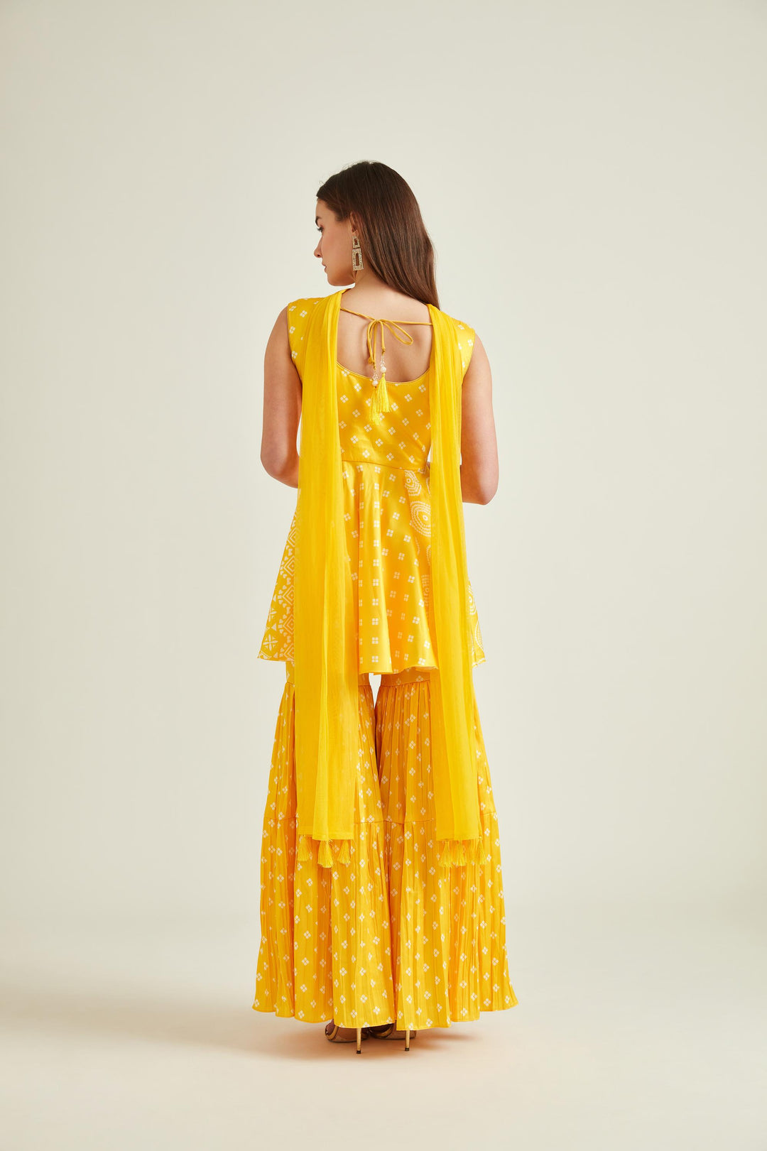 Neerus Yellow Colour Satin Fabric Suit