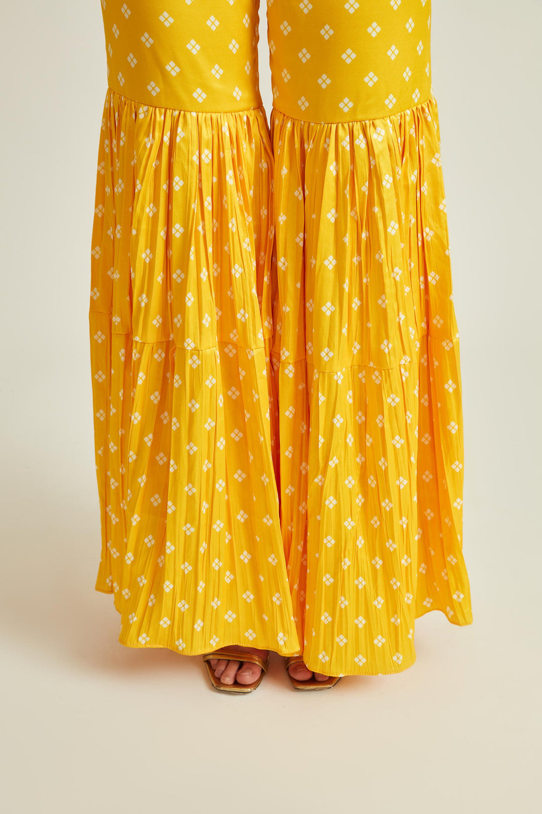 Neerus Yellow Colour Satin Fabric Suit